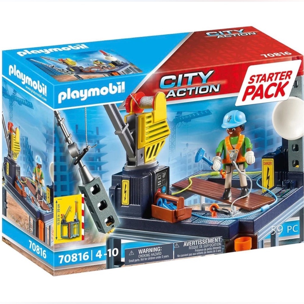 Playmobil 70816 City Action Starter Pack Construction Site Play Toy Set 60 Piece